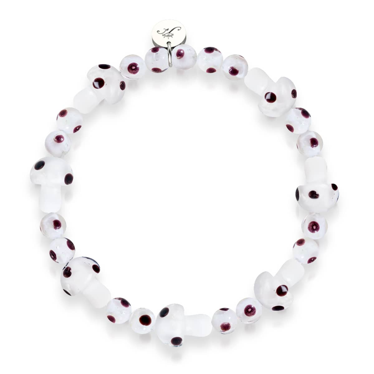 Huître | Argent sterling 925 | Bracelet de luxe en forme de champignon en verre Firefly